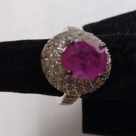 Stamped .925 Ilakaka Sapphire and Diamond Ring. 5.25 Grams